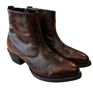 Laredo Fletcher Western Side Zip Cowboy Boots Leather 62074 Men Size 11 EW Brown